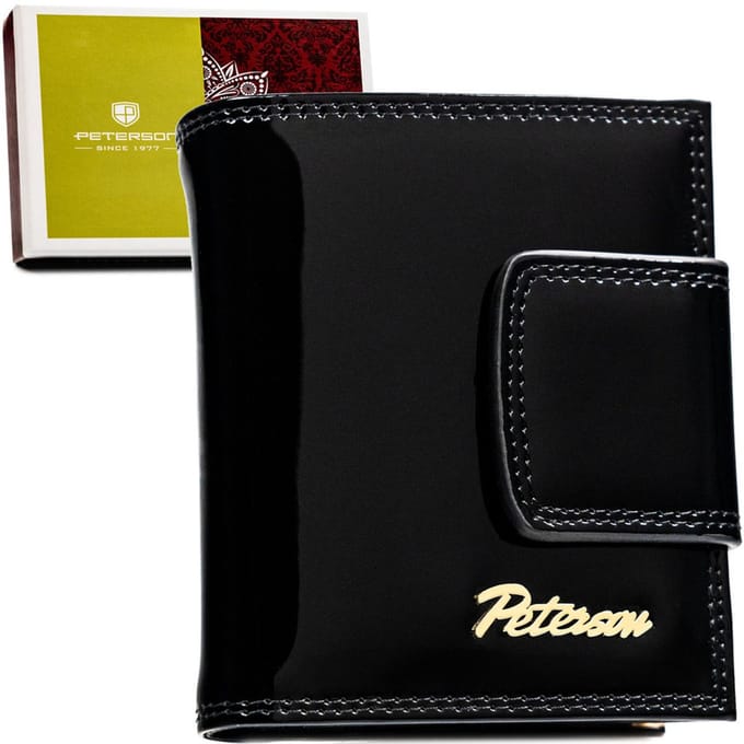 Peterson - Dames Portemonnee - Zwart/Goud - RFID - Echt Leer