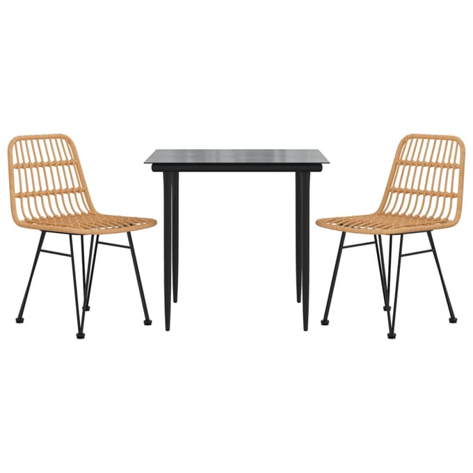 vidaXL - 3-delige - Tuinset - poly - rattan