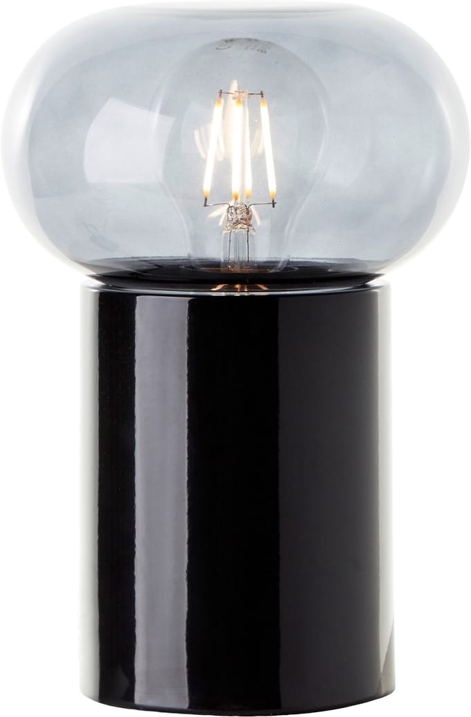 Brilliant Knut tafellamp 22 cm zwart mat/rookglas E27 25W IP20 binnen