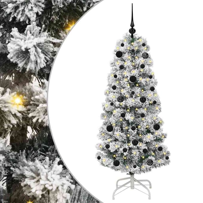 vidaXL - Kunstmatige - Hinged - Kerstboom - 150 - LED's - Groen - en - Wit - 150 - cm