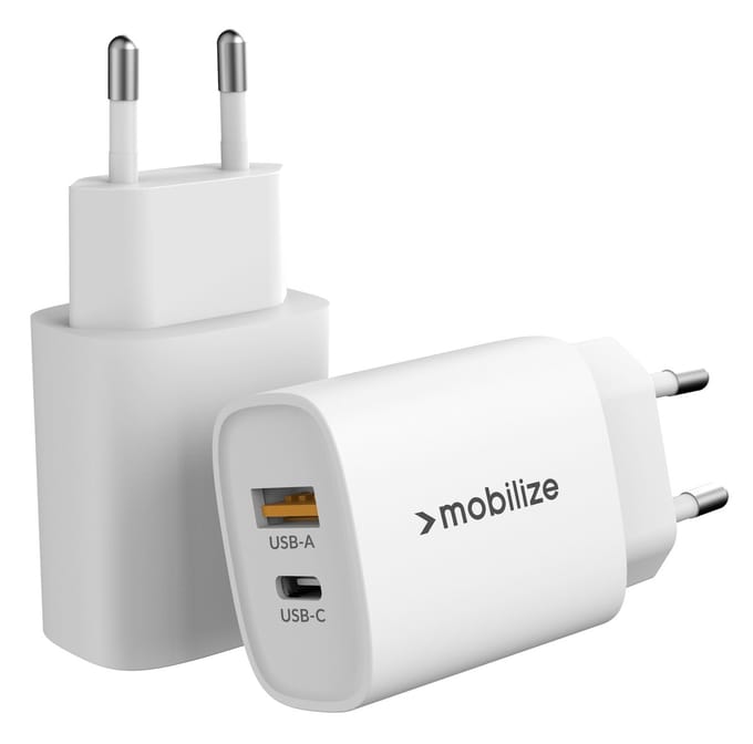 Mobilize 25W Power Delivery / PPS Charge USB-A en USB-C Adapter Wit