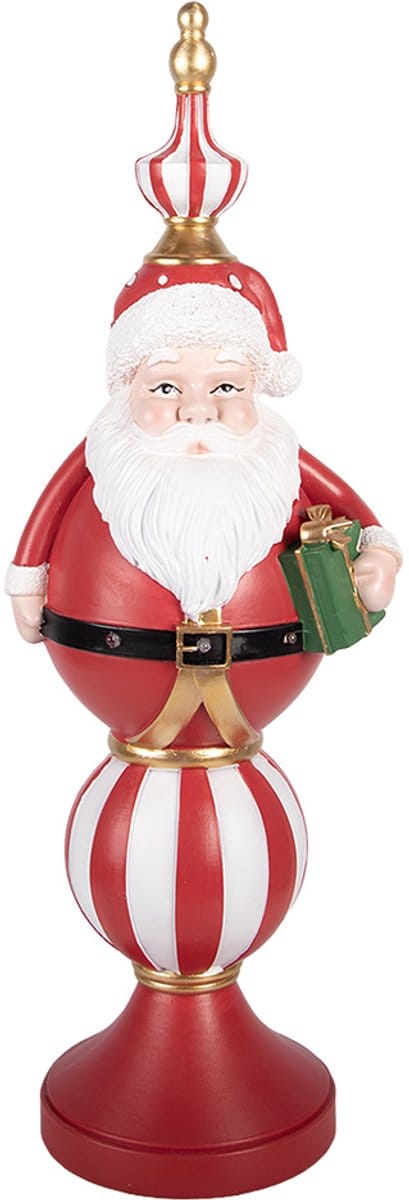 Clayre & Eef Kerstdecoratie met LED-verlichting Kerstman 19x16x57 cm / 3xAA Rood Kunststof
