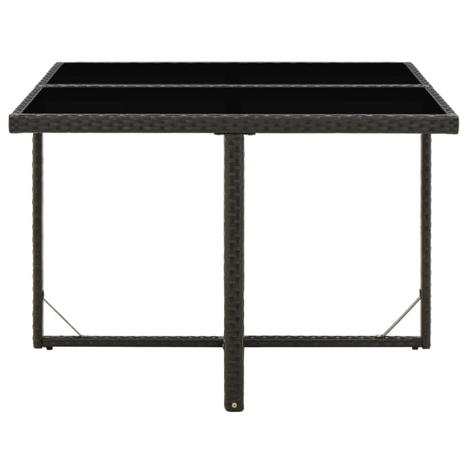 vidaXL - Tuintafel - 109x107x74 - cm - poly - rattan - en - glas - zwart