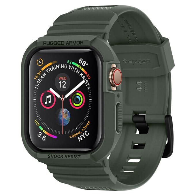 Spigen Rugged Armor Pro - Apple Watch 45MM / 44MM Hoesje en Bandje - Groen