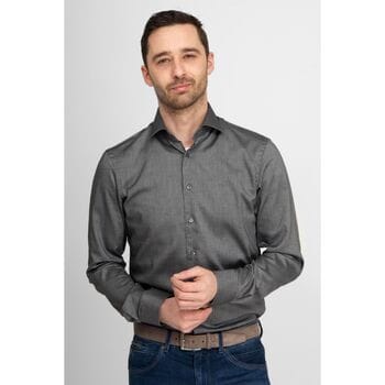 Suitable Overhemd Roy Oxford Antraciet - Maat 38 - Heren - Overhemden Formeel