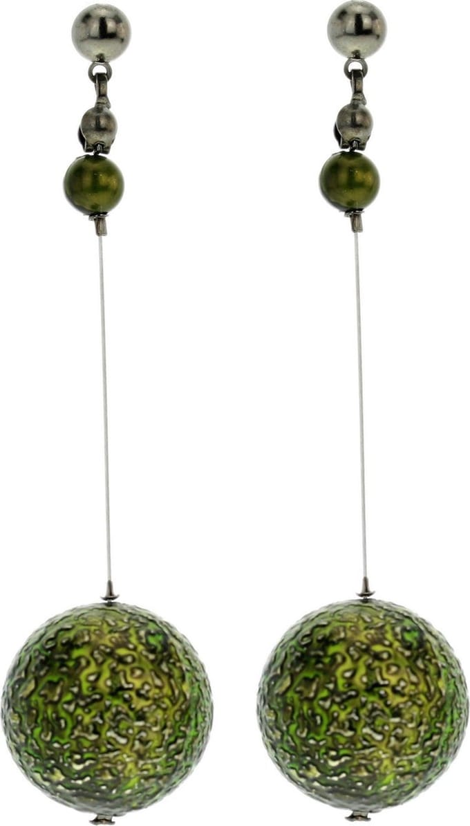 Behave - Oorbellen hanger bol groen 7 cm - Statement look avondstijl