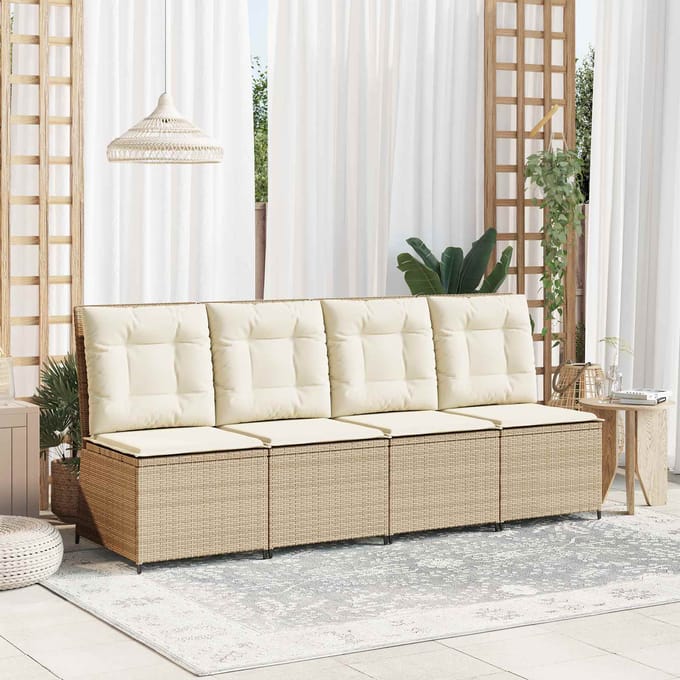 vidaXL - Tuin - Sofa - Zwart - en - Crème - Wit - poly - rattan