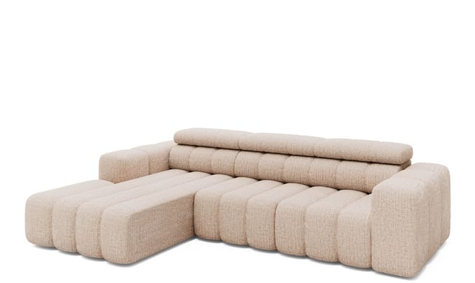MASSIVMOEBEL24.DE hoekbank beige 100% polyester 289x118x78 cm SOFAS deels gemonteerd