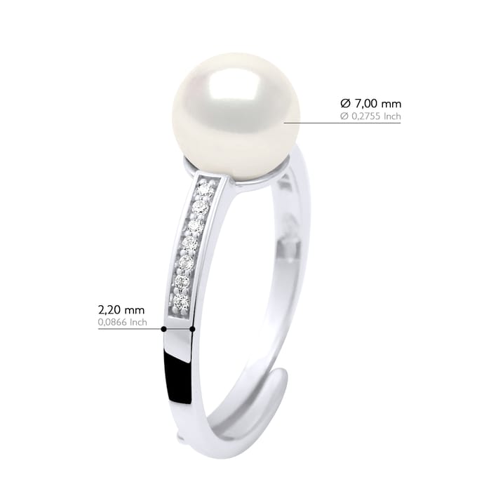 Ring Sieraden - Echte GeCultiveerde Zoetwater Parel Rond 7-8 mm