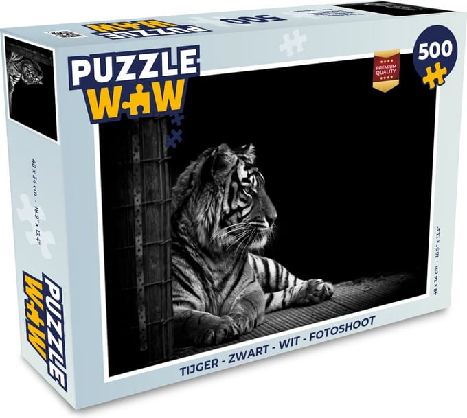 Puzzel Tijger - Dieren - Zwart - Wit - Legpuzzel - Puzzel 500 stukjes