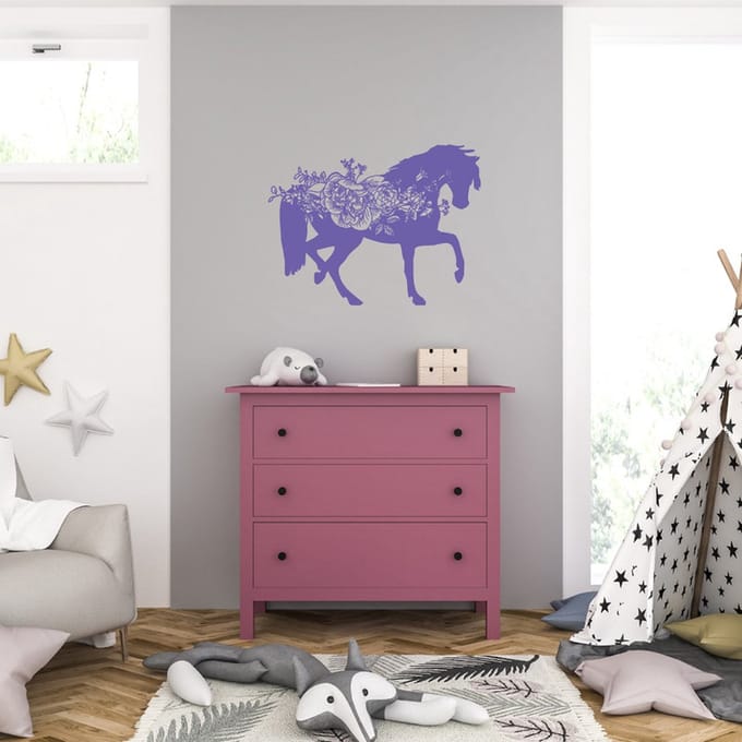 Muursticker - Paard - 40,6 x 53,2 - Paars