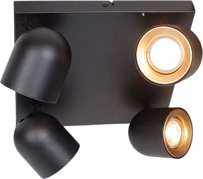 Plafondspot | 10 cm | Solare spots | 4 lichts | GU10 | goud zwart | metaal | moderne accent verlichting