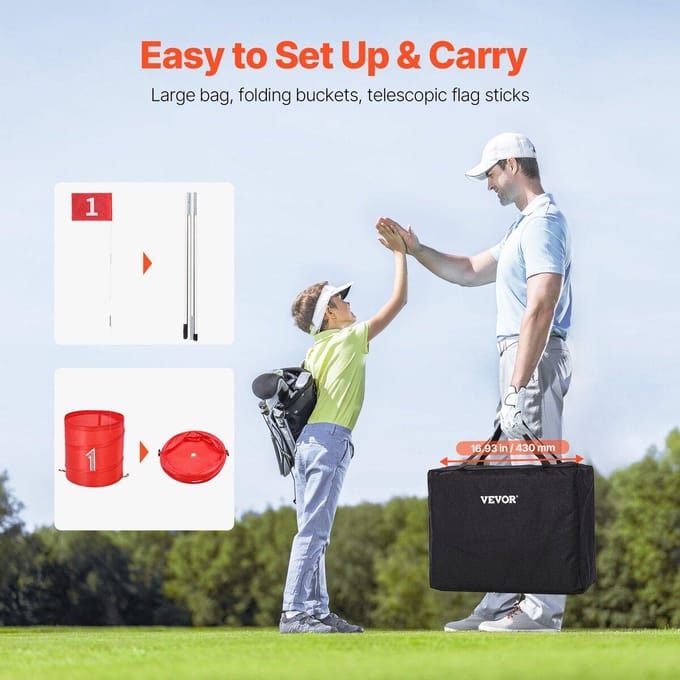 Achtertuin Golfspel 3 Holes Draagbaar Emmer Golfspel voor Kinderen en Volwassenen