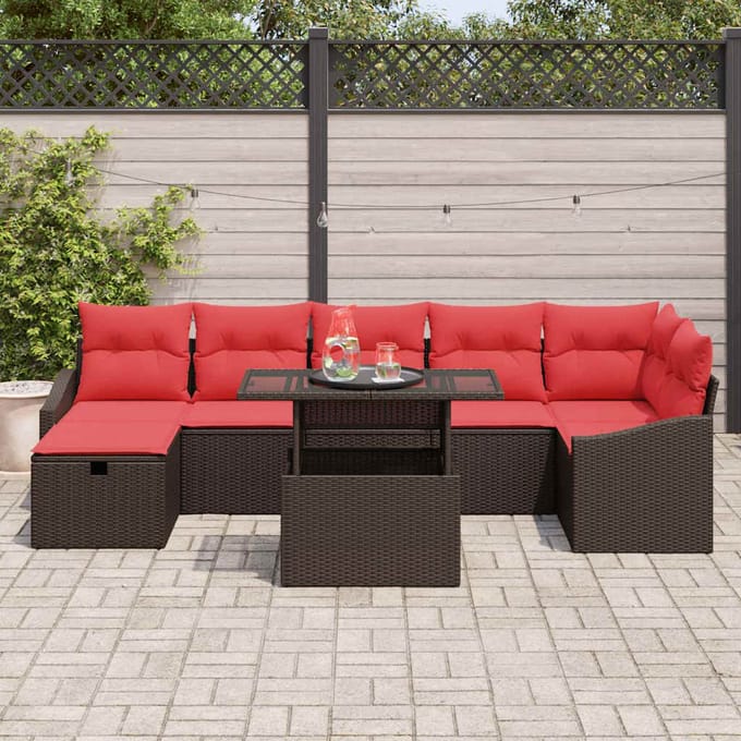 vidaXL - Tuinbank - Set - 8 - st - poly - rattan