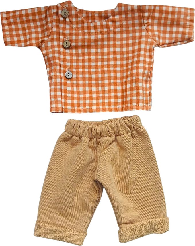 Minikane Poppenkleding Kledingset Ruitjes Caramel 34 cm