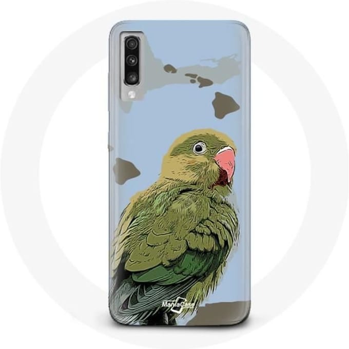 Coque - MANIACASE - Samsung Galaxy A50 - Vert - Souple - Perruches Oiseaux vert