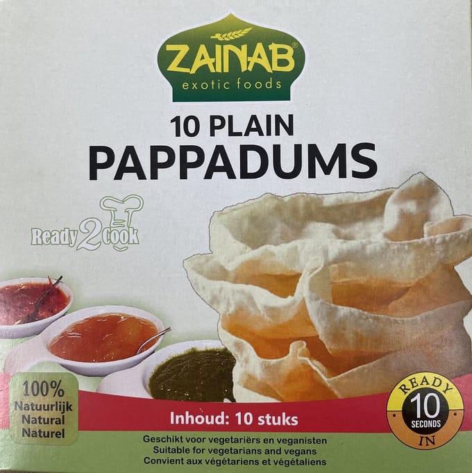 Zainab | 10 Pappadums | klaar voor gebruik | Indiase cracker | Vegan, glutenvrij | multipack