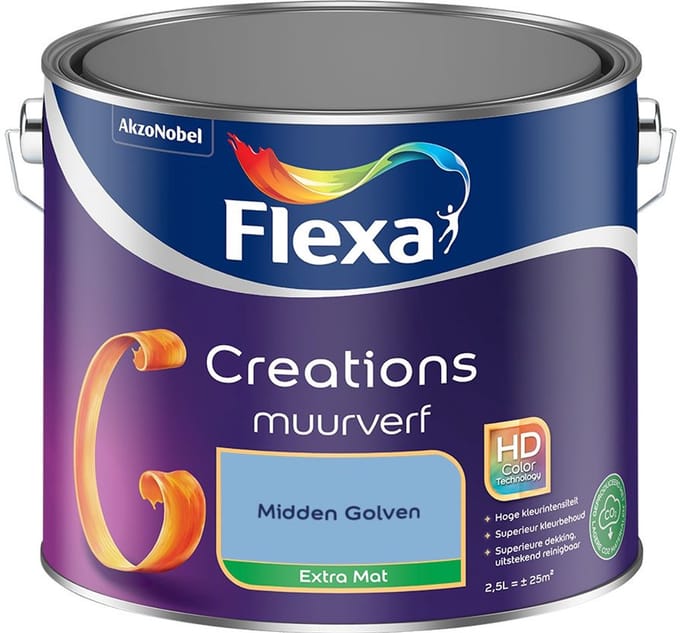 Flexa - Creations Muurverf Extra Mat - Midden Golven - Mengverf - 2,5 L