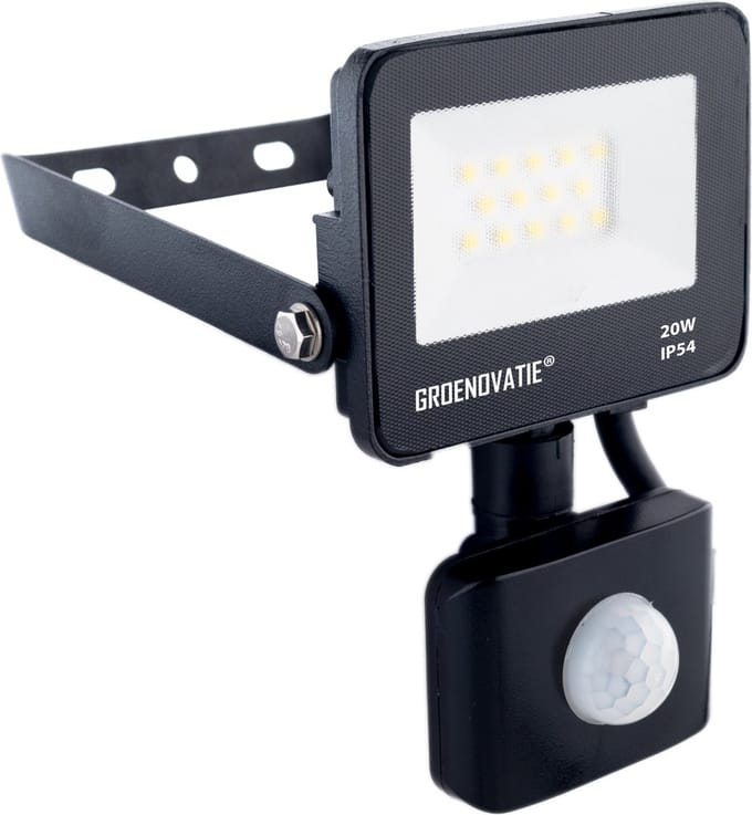Groenovatie LED Breedstraler - 20W - Sensor - Waterdicht IP54 - Compact - Neutraal Wit