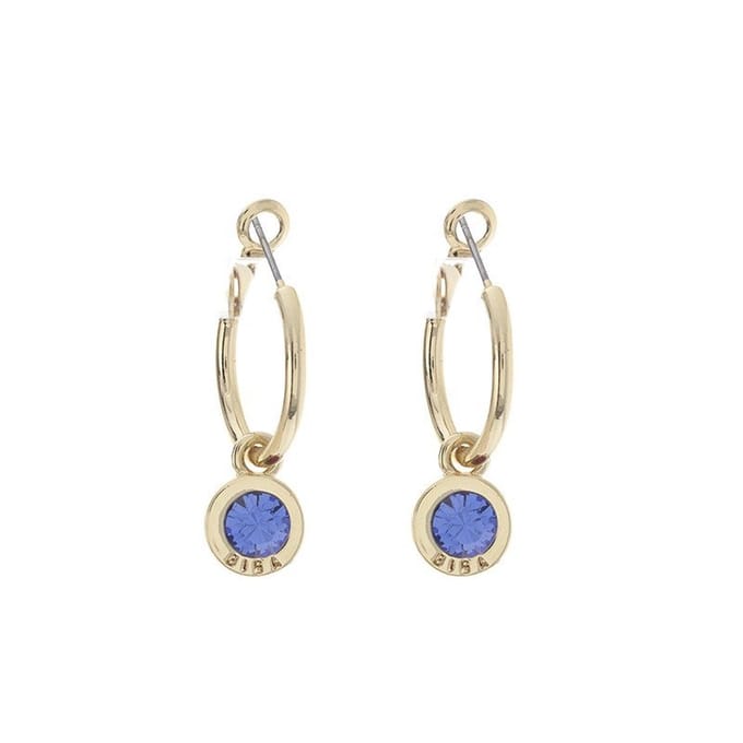 Biba Oorhangers Goud met gekleurde steen Groot Sapphire
