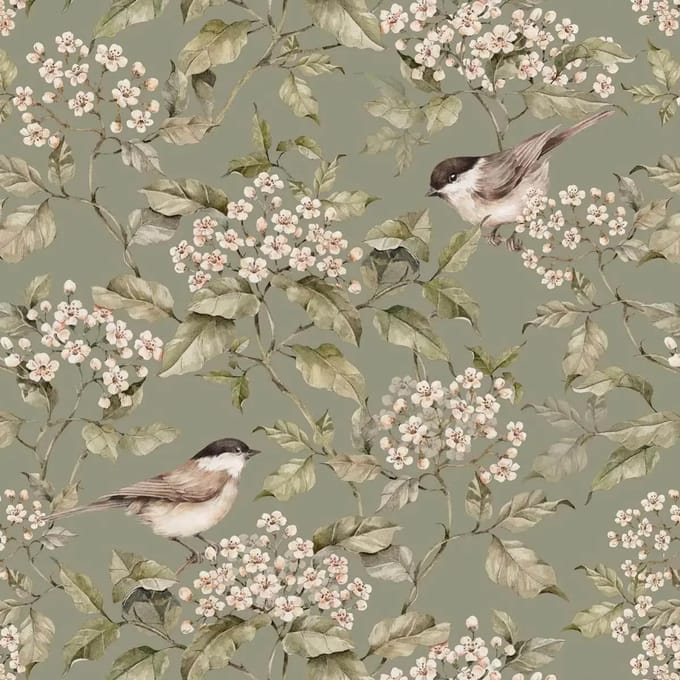Baby behang Dekornik Birds And Green Spring