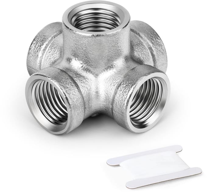 Dailygoods- Kruisfitting 1/2” Bsp - 5-weg - Roestvrij Staal