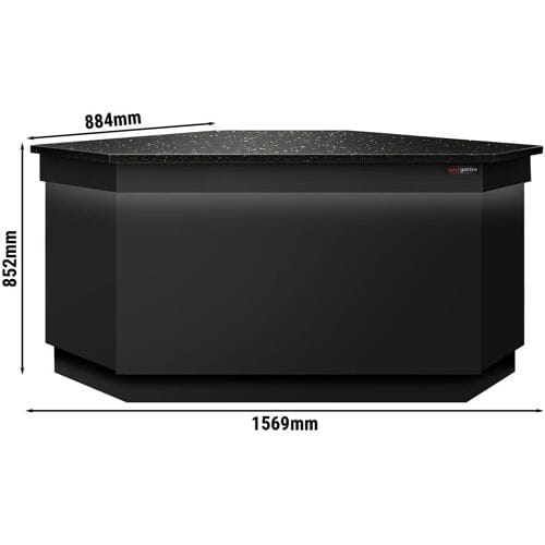GGM Gastro Eck-Kassentisch TORONTO - 1565mm - schwarze Front - schwarze Granit-Arbeitsplatte