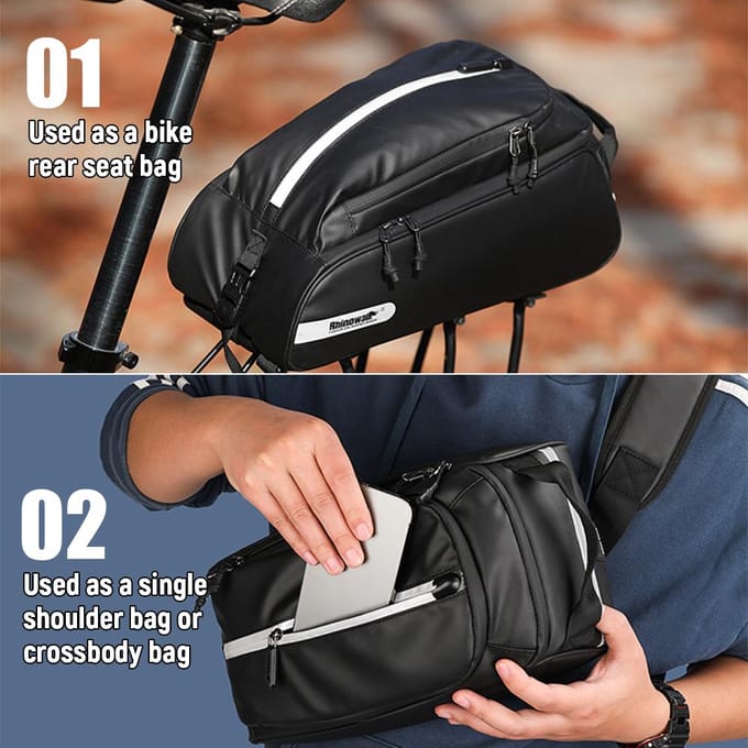 Multifunctionele fietskoffertas Polyester fietsachterbanktas Waterdichte bagagedragertas Schoudertas