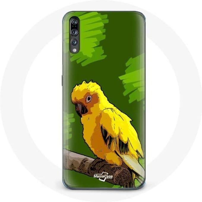 Hoesje voor Huawei P20 Gele Parkiet Vogels Groene Achtergrond geel