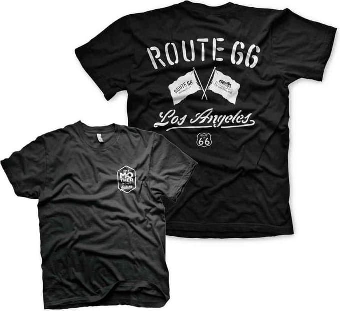 Route 66 Heren Tshirt -2XL- Los Angeles Zwart