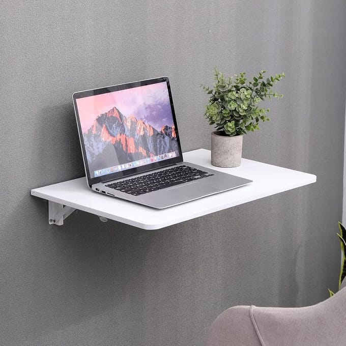Opklapbaar bureau - Wandmontage tafel - Ruimtebesparend werken - Met druppelblad - Compact ontwerp