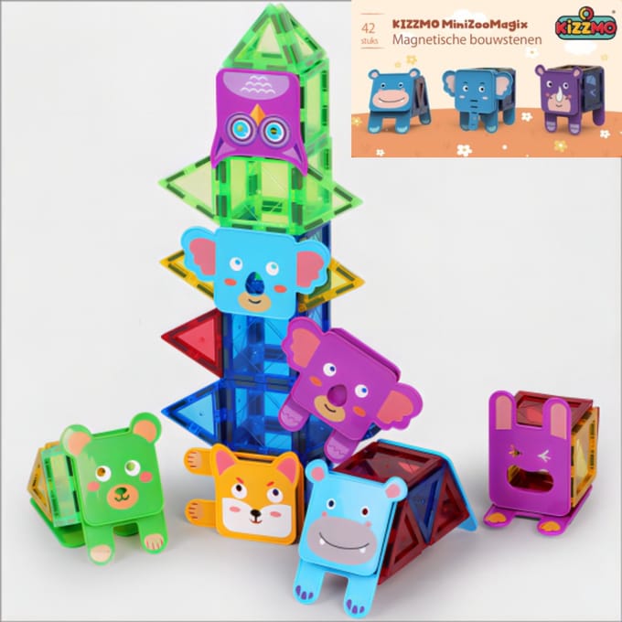 Kizzmo® MiniZooMagic - Magnetische Bouwset - 42 Delig - Educatief Speelgoed