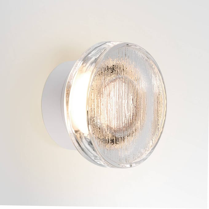 MARSET LED buiten wandlamp Roc, Ø 17 cm, wit/doorschijnend