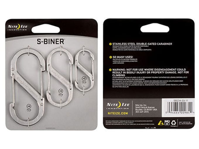 Nite ize s-biner karabijnhaak 3-pack zil