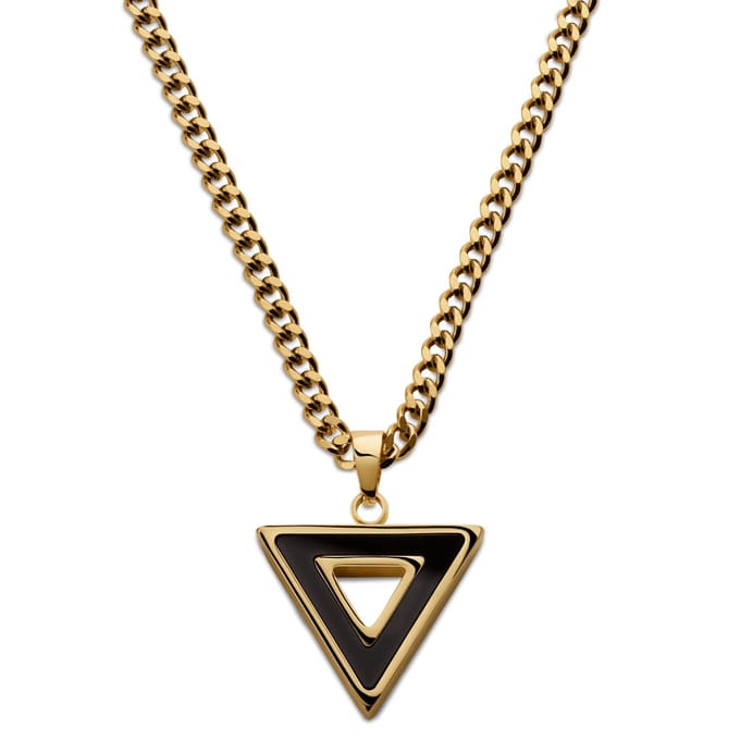 Cruz | Goudkleurige Ketting met Driehoek van Zwarte Onyx