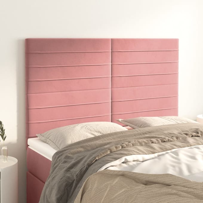 vidaXL - Hoofdbord - roze - 144x5x118/128 - cm - fluweel