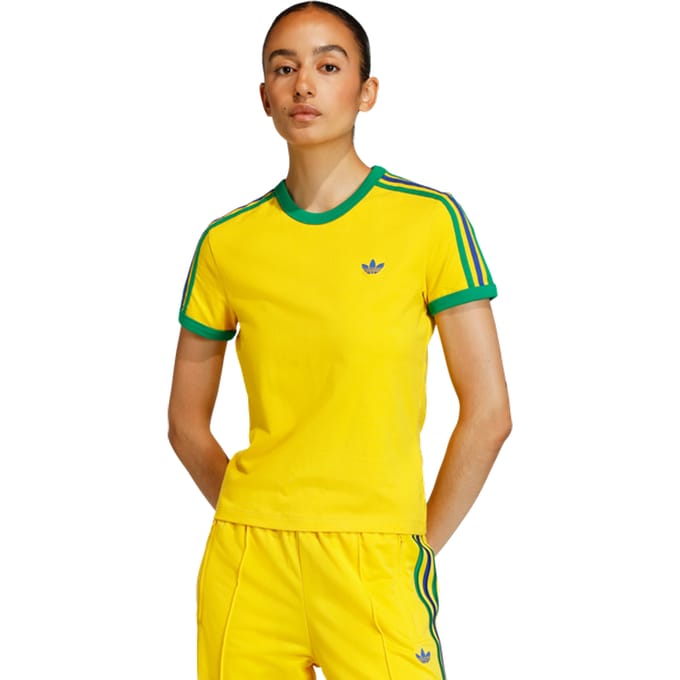 Adidas Slim T-shirts Dames - Geel - Maat 36 - Katoen Jersey