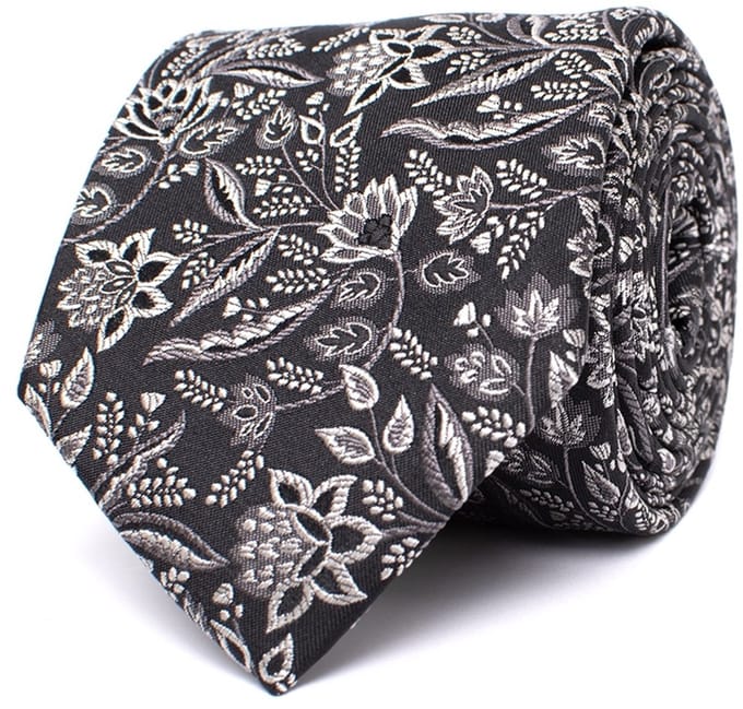 Tresanti DONATI Silk tie with flowers Grey (TRTIIE359 - 200)