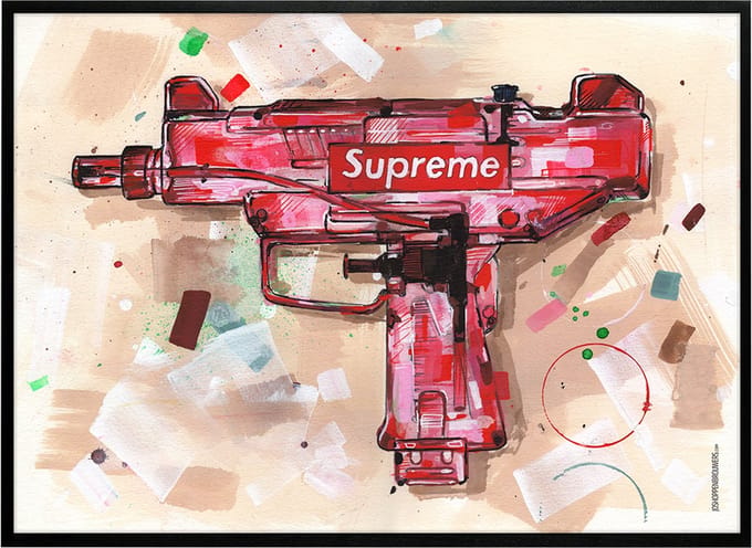 Waterpistool print 71x51 cm *ingelijst & gesigneerd