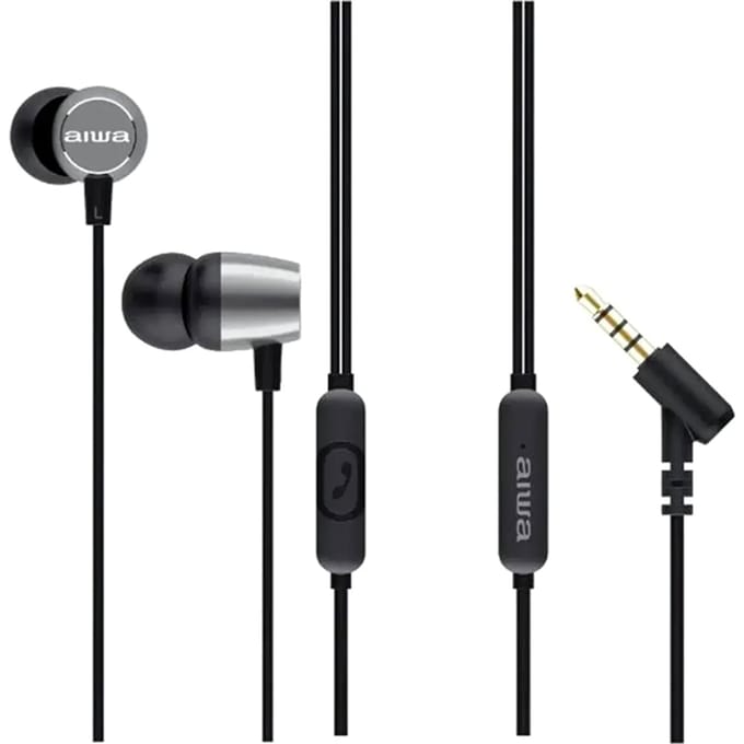 AIWA ESTM-30 earphones stereo button with microphone, extra pads