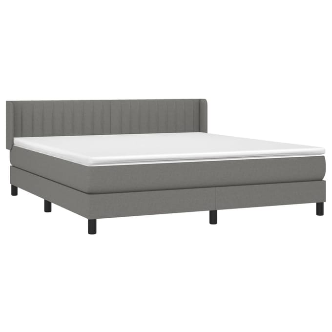 vidaXL - Boxspring - met - matras - stof - donkergrijs - 160x200 - cm