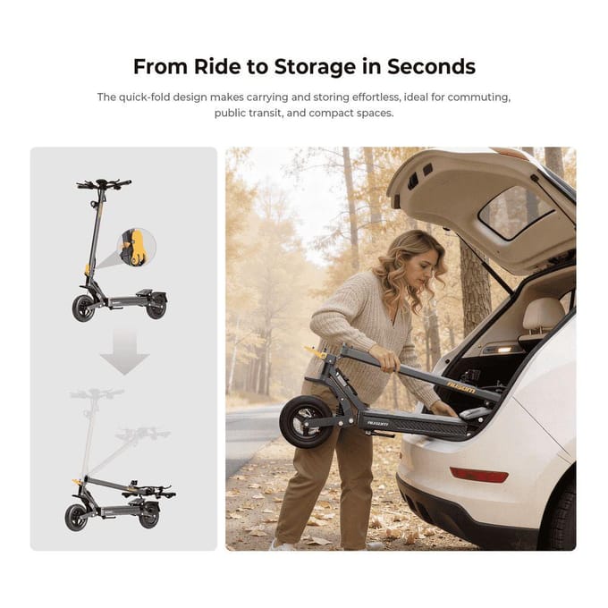 Ausom Gosoul 2 Elektrische Step voor Volwassenen - 70 km Actieradius - 1100W Motor - 10 Inch Tubeless Banden - Schijfremmen met E-ABS - NFC - IP54