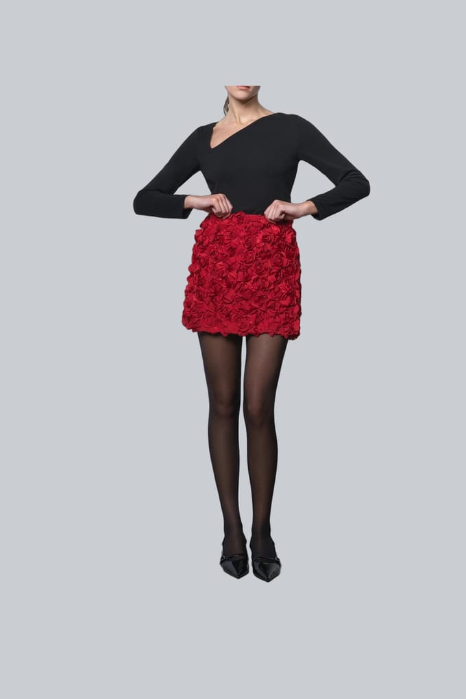 French Connection Verity Textured Mini Skirt Lipstick Red Taglia: 10 | Minigonne Outlet | Donna | Rosso