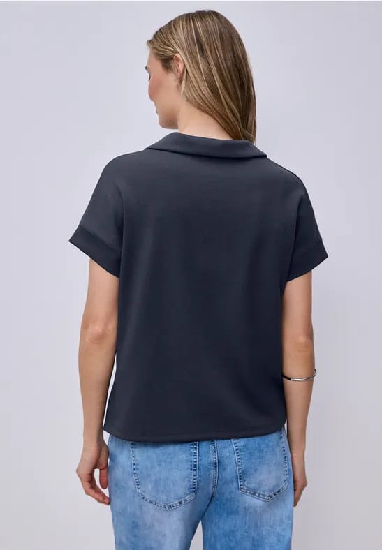 Poloshirt met korte mouwen en geribd detail