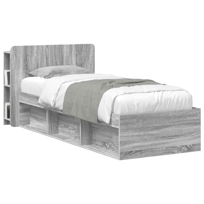 vidaXL - Hoofdeinde - Kast - met - opslag - Grijs - sonoma - Bewerkt - hout
