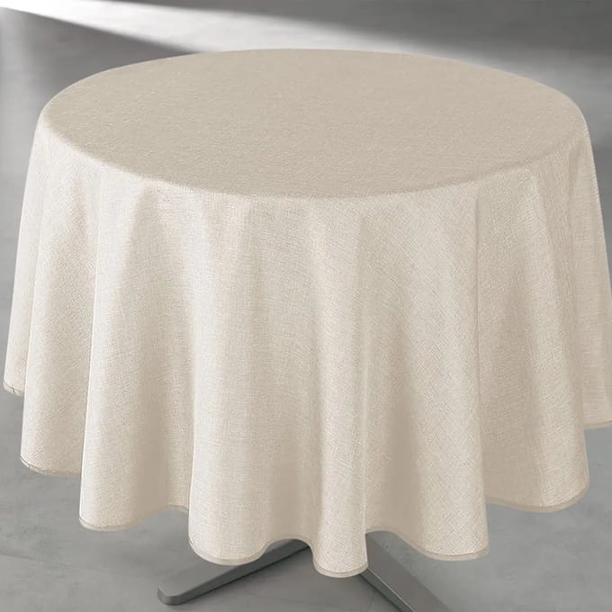 Rond Tafelkleed Uni Beige 160cm - Tafellaken Polyester - Vocht- en vuilafstotend