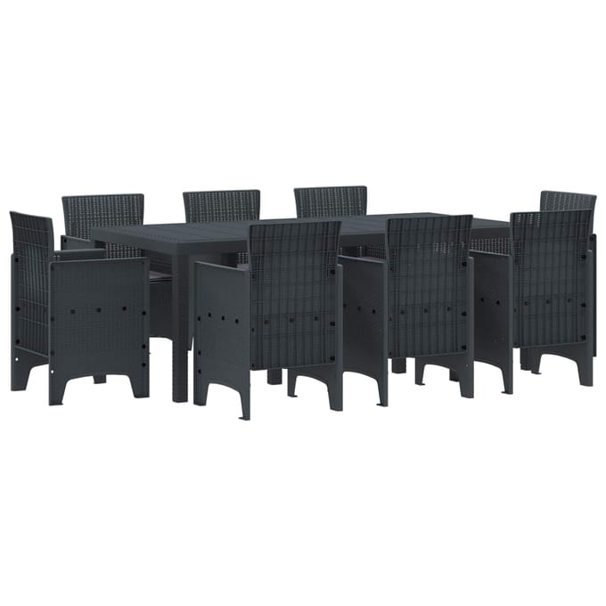 vidaXL - Tuin - Eettafel - Set - 9 - st - Antracietkleurig - Polypropyleen