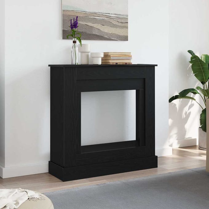 Haardmantel in Zwart Eiken Afwerking 90 x 30 x 90 cm Houtgebaseerd Materiaal