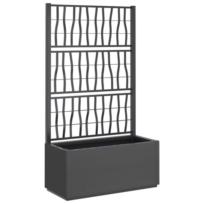 vidaXL Donkergrijs Plantenbak met Trellis 80x36x140 cm - Plantenpot voor Klimplanten in de Tuin of Kas