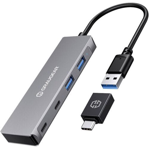 GrauGear G-HUB2A2C-AC G-HUB2A2C-AC USB-hub 4 poorten USB-A, USB-C USB 3.0 5 GBit/s Zilver